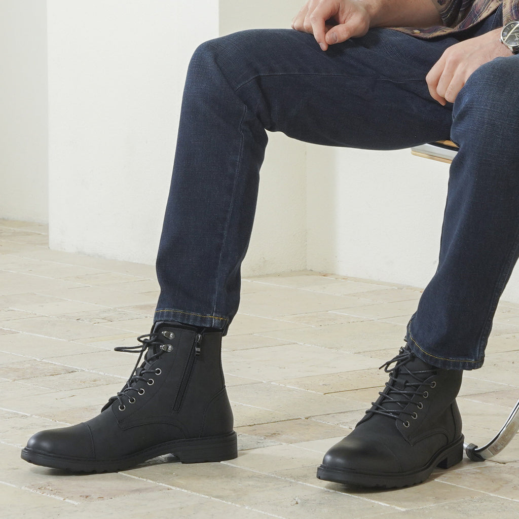 Vostey Mens Boots Motorcycle Casual Boots for Men Zipper Fashion Chukka Boots Mens