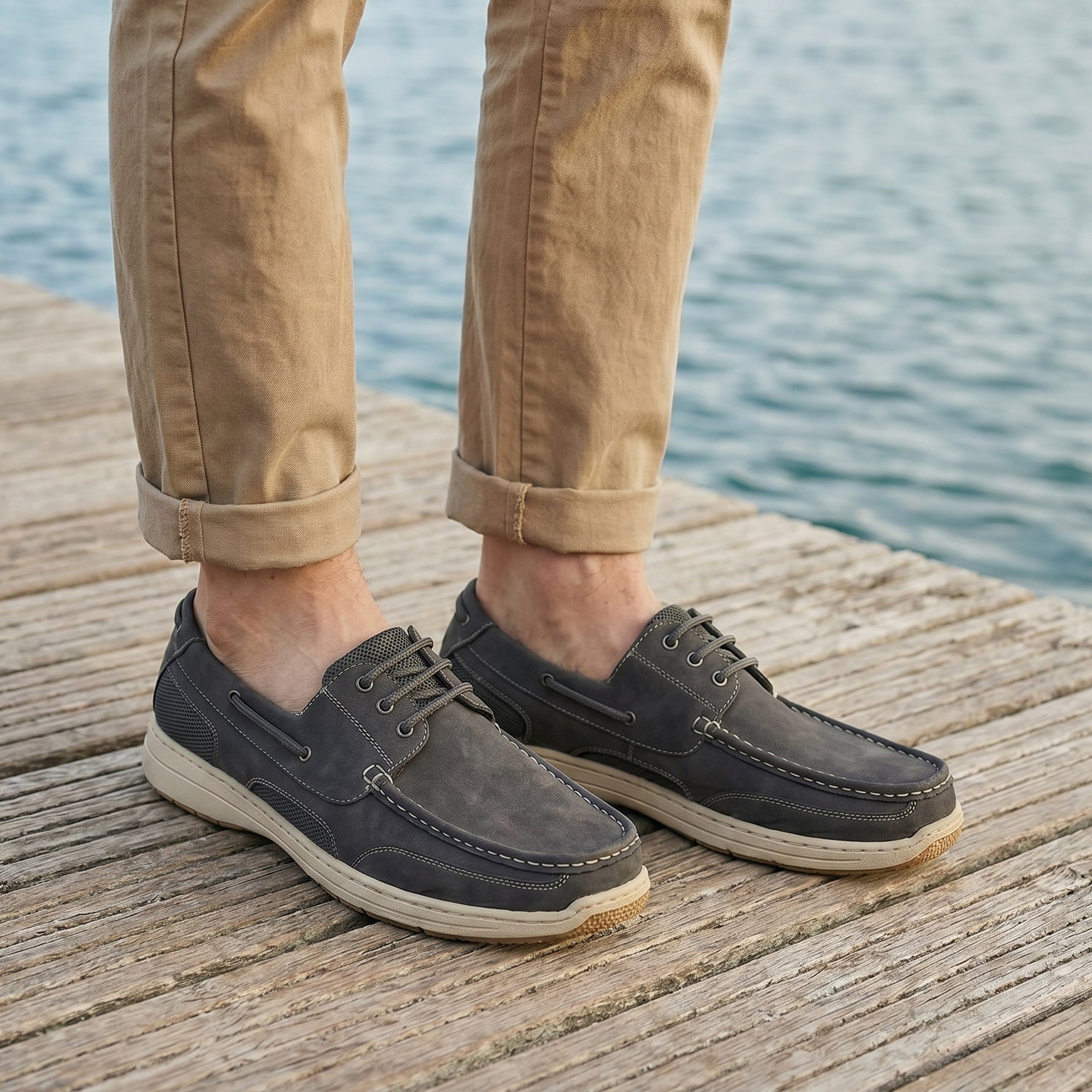 Vostey Men's Loafers & Slip-ons 3-Eye Boat Shoes Men Comfortable Casual Loafers for Men