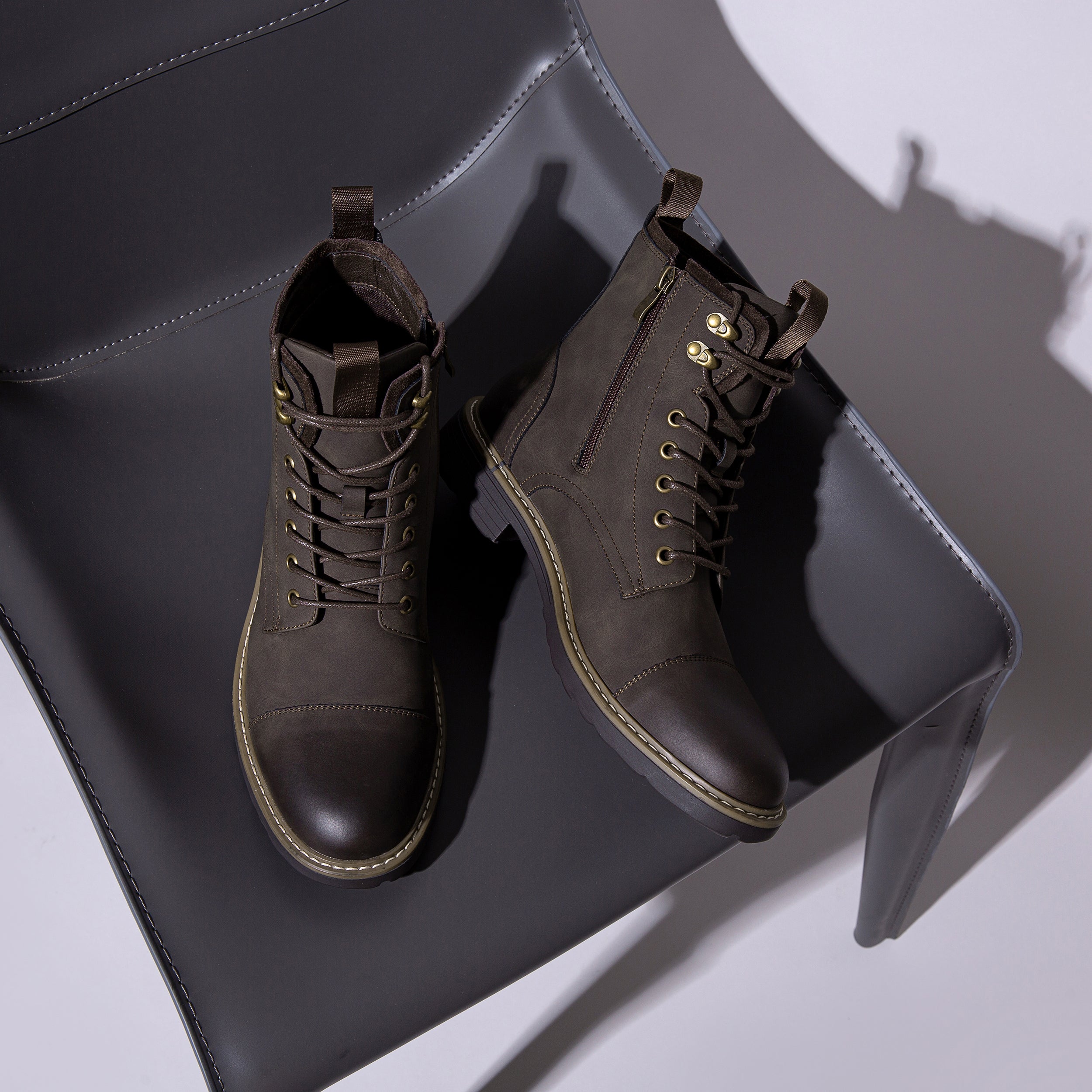 Vostey Mens Boots Motorcycle Casual Boots for Men Zipper Fashion Chukka Boots Mens
