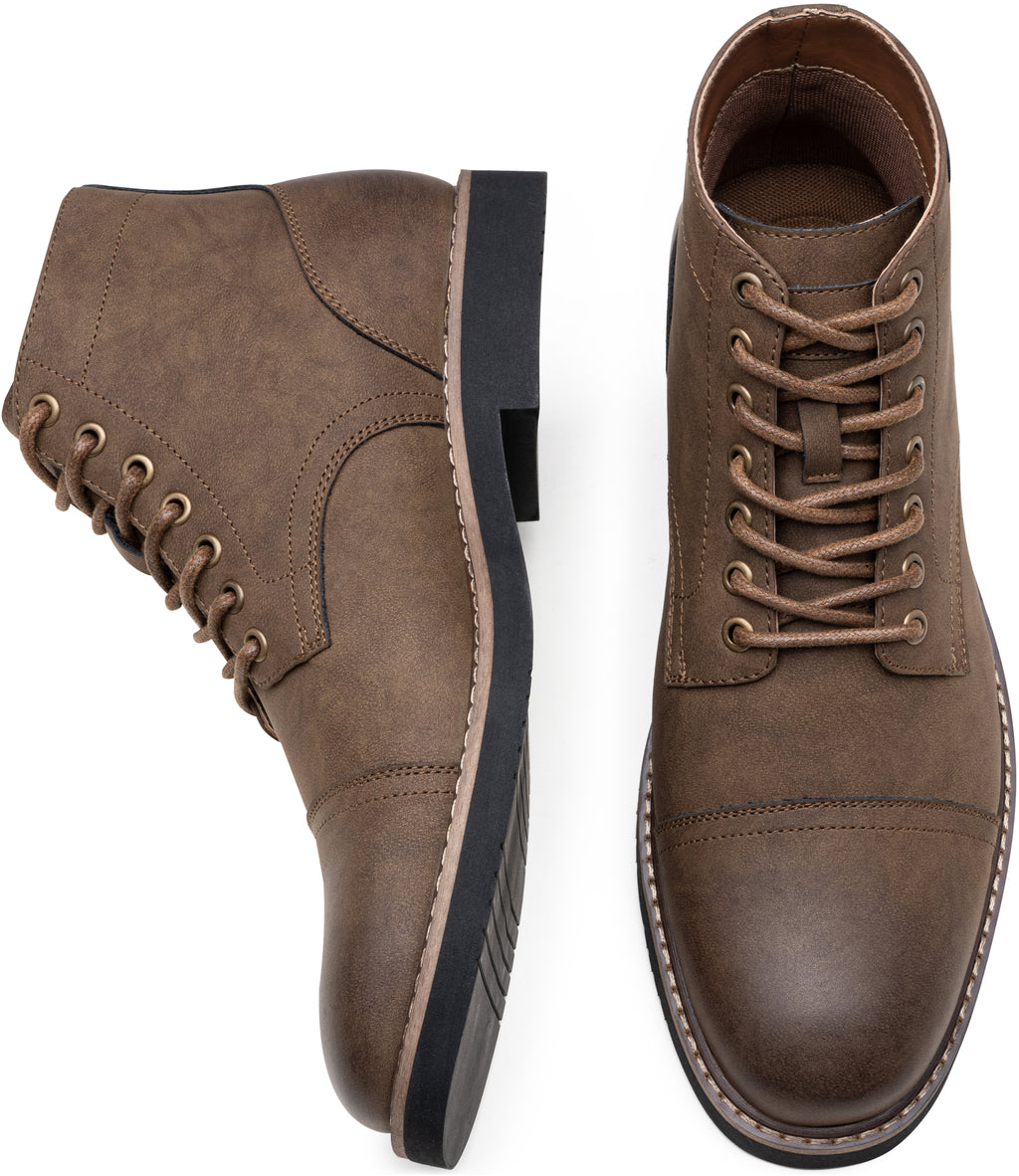 Vostey Men Boots Leather Cap Toe Casual Boots Chukka Fashion Dress Boots for Men